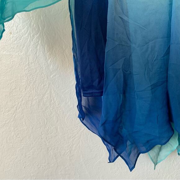 T by Tadashi Vintage Y2K Silk Ombre Handkerchief Hem Dress - Picture 13 of 16